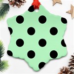 Polka Dots - Black on Mint Green Ornament (Snowflake)