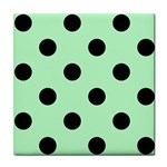 Polka Dots - Black on Mint Green Tile Coaster