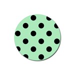 Polka Dots - Black on Mint Green Rubber Coaster (Round)