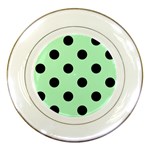 Polka Dots - Black on Mint Green Porcelain Plate