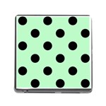 Polka Dots - Black on Mint Green Memory Card Reader (Square)