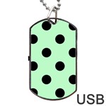 Polka Dots - Black on Mint Green Dog Tag USB Flash (One Side)