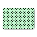 Polka Dots - Black on Mint Green Small Doormat