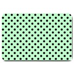 Polka Dots - Black on Mint Green Large Doormat