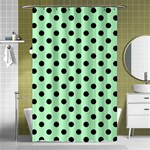 Polka Dots - Black on Mint Green Shower Curtain 48  x 72  (Small)