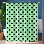 Polka Dots - Black on Mint Green Shower Curtain 60  x 72  (Medium)