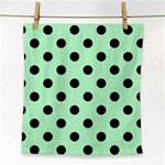 Polka Dots - Black on Mint Green Face Towel