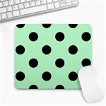 Polka Dots - Black on Mint Green Large Mousepad