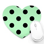 Polka Dots - Black on Mint Green Heart Mousepad