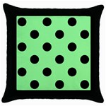 Polka Dots - Black on Light Green Throw Pillow Case (Black)