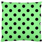 Polka Dots - Black on Light Green Large Cushion Case (One Side)