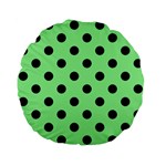 Polka Dots - Black on Light Green Standard 15  Premium Flano Round Cushion