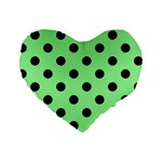 Polka Dots - Black on Light Green Standard 16  Premium Heart Shape Cushion