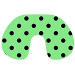 Polka Dots - Black on Light Green Travel Neck Pillow