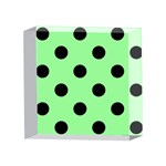 Polka Dots - Black on Light Green 4 x 4  Acrylic Photo Block