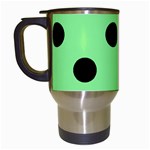 Polka Dots - Black on Light Green Travel Mug (Black)