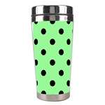 Polka Dots - Black on Light Green Stainless Steel Travel Tumbler