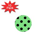 Polka Dots - Black on Light Green 1  Mini Button (10 pack)