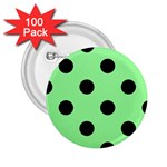 Polka Dots - Black on Light Green 2.25  Button (100 pack)