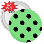 Polka Dots - Black on Light Green 3  Button (100 pack)