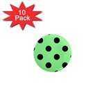 Polka Dots - Black on Light Green 1  Mini Magnet (10 pack)