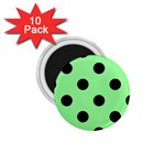 Polka Dots - Black on Light Green 1.75  Magnet (10 pack)