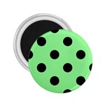 Polka Dots - Black on Light Green 2.25  Magnet