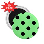 Polka Dots - Black on Light Green 2.25  Magnet (10 pack)