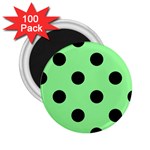 Polka Dots - Black on Light Green 2.25  Magnet (100 pack)