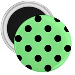 Polka Dots - Black on Light Green 3  Magnet