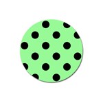 Polka Dots - Black on Light Green Magnet 3  (Round)