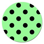 Polka Dots - Black on Light Green Magnet 5  (Round)