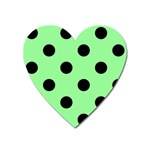 Polka Dots - Black on Light Green Magnet (Heart)