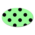 Polka Dots - Black on Light Green Magnet (Oval)