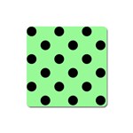 Polka Dots - Black on Light Green Magnet (Square)