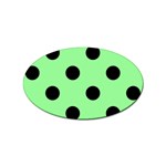 Polka Dots - Black on Light Green Sticker (Oval)