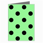 Polka Dots - Black on Light Green Greeting Card