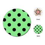 Polka Dots - Black on Light Green Playing Cards (Round)