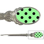 Polka Dots - Black on Light Green Letter Opener