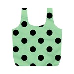 Polka Dots - Black on Celadon Green Full Print Recycle Bag (M)