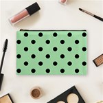 Polka Dots - Black on Celadon Green Cosmetic Bag (M)