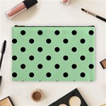 Polka Dots - Black on Celadon Green Cosmetic Bag (L)