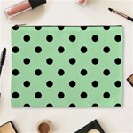 Polka Dots - Black on Celadon Green Cosmetic Bag (XL)