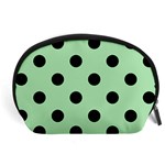 Polka Dots - Black on Celadon Green Accessory Pouch (Large)