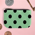 Polka Dots - Black on Celadon Green Mini Coin Purse