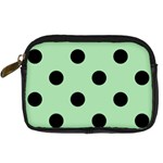 Polka Dots - Black on Celadon Green Digital Camera Leather Case