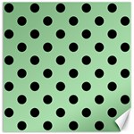 Polka Dots - Black on Celadon Green Canvas 12  x 12 