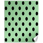 Polka Dots - Black on Celadon Green Canvas 16  x 20 