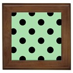 Polka Dots - Black on Celadon Green Framed Tile