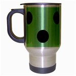 Polka Dots - Black on Celadon Green Travel Mug (Silver Gray)